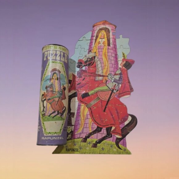 Vintage 1960s HG Gilmar Whitman Canister 4 Puzzles Red Riding Hood Rapunzel Pigs - Picture 8 of 12